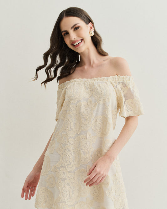 VESTIDO OMBRO A OMBRO OFF WHITE