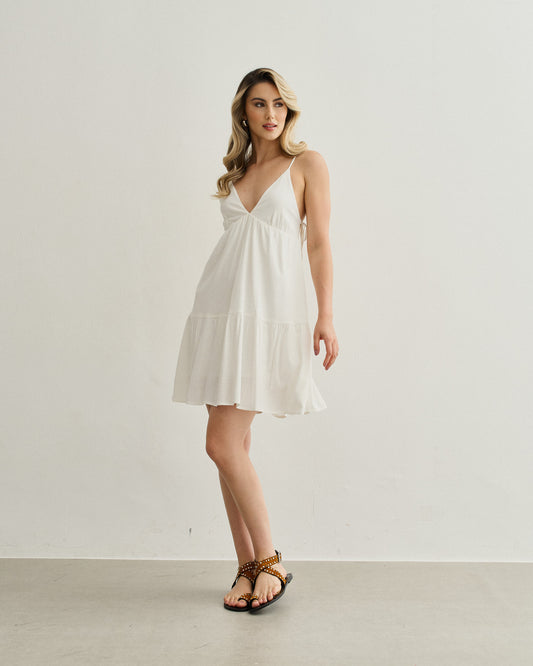 VESTIDO COM VAZADO LATERAL OFF WHITE