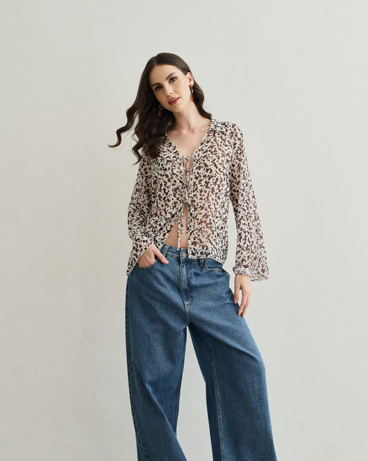 CAMISA CHIFFON AMARRAÇÃO ANIMAL PRINT