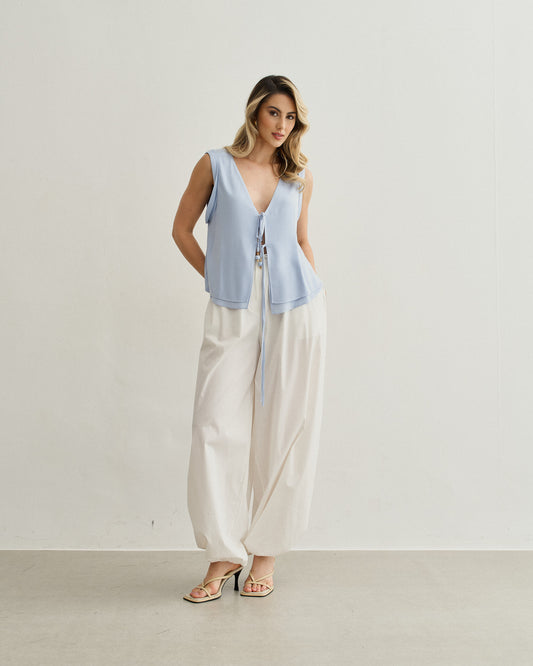 CALÇA BALLOON TRICOLINE OFF WHITE