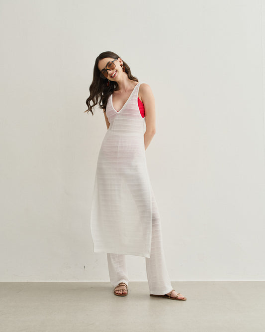 VESTIDO LONGO SAÍDA COM DECOTE V BRANCO
