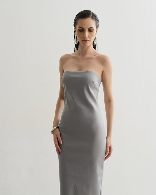 VESTIDO TOMARA QUE CAIA CINZA