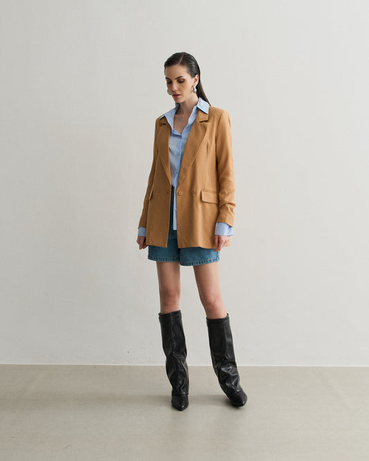 MAX BLAZER ALONGADO BEGE BRONZE (BEGE)
