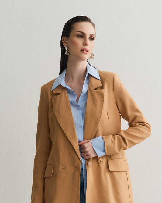 MAX BLAZER ALONGADO BEGE BRONZE (BEGE)