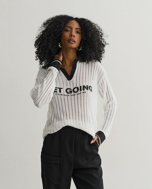 BLUSA POLO TRICOT OFF/PRETO