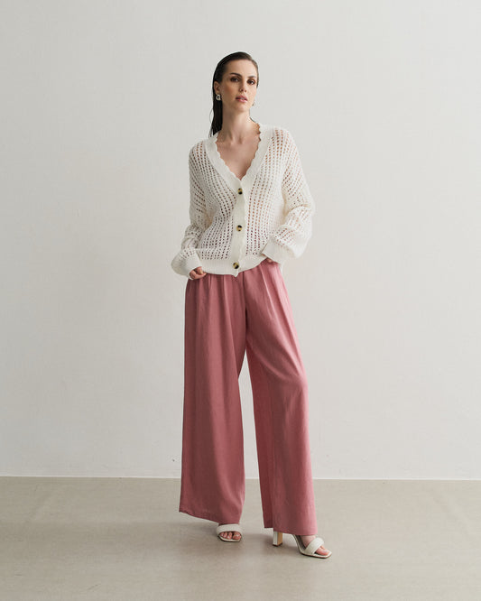 BLUSA CARDIGAN PONTO VAZADO OFF WHITE