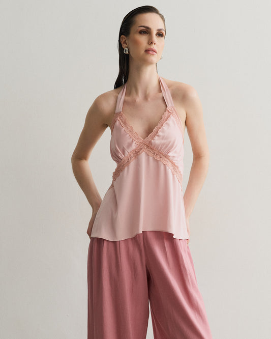 REGATA CETIM COM RENDA ROSA