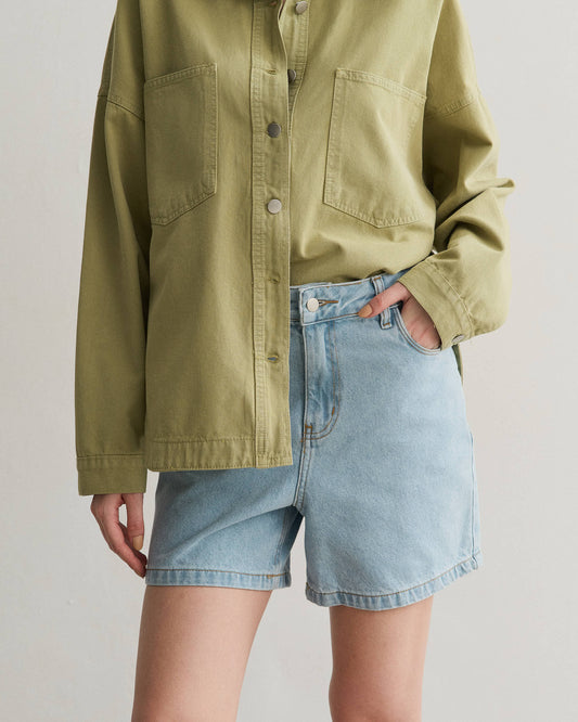 SHORTS MOM JEANS AZUL CLARO