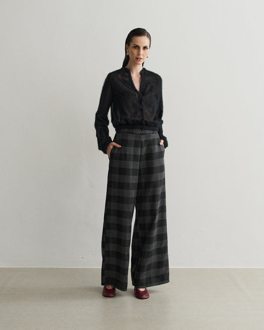 CALÇA PANTALONA XADREZ PRETO