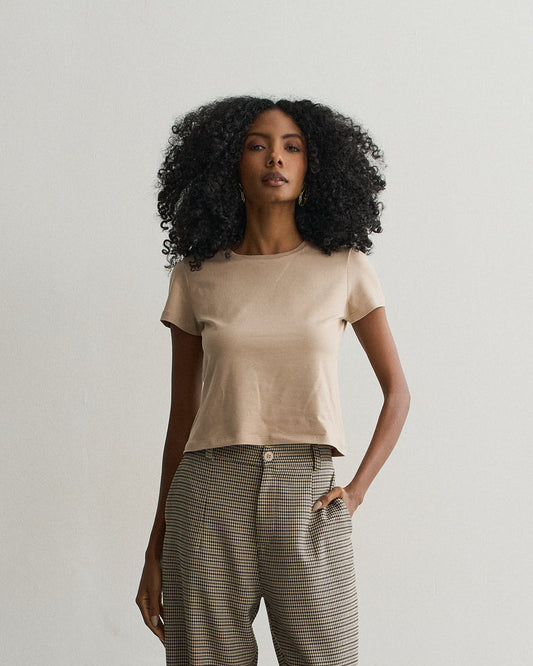 BLUSA T-SHIRT BÁSICA BEGE