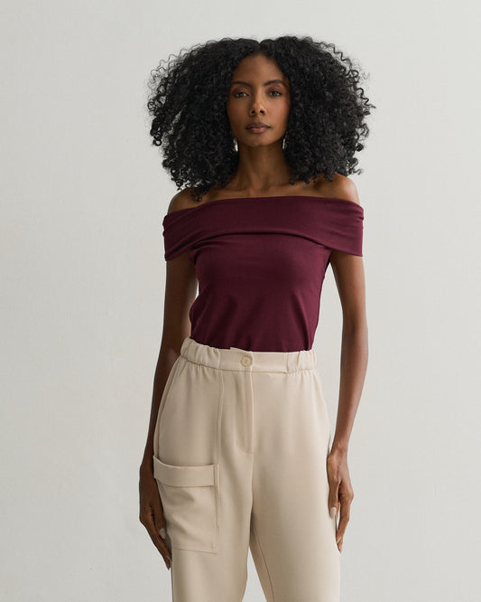 BLUSA DE MALHA DETALHE NO OMBRO 5986 RAISIN (VINHO)