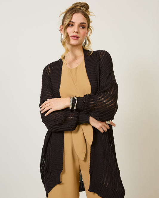 Blusa Cardigan Aberto Cós Natural PRETO