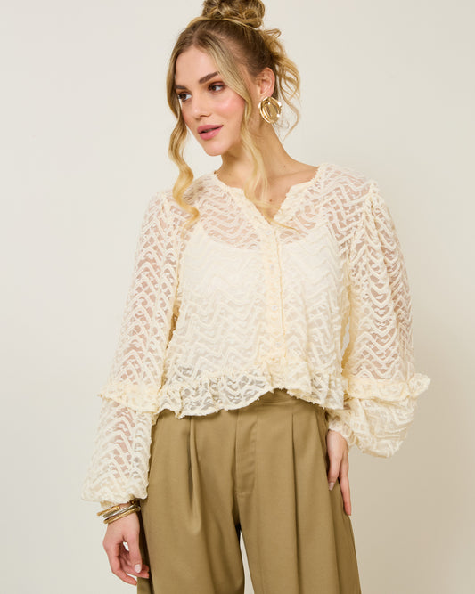 Blusa Texturizada Manga Longa Off WHITE