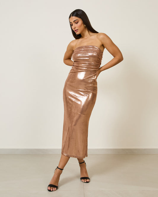 Vestido Midi sem Alças Rose UNICA
