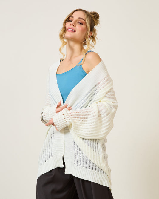 Blusa Cardigan Aberto Cós Natural WHITE