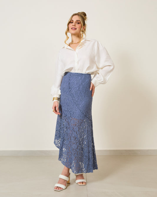 Saia Midi Renda AZUL