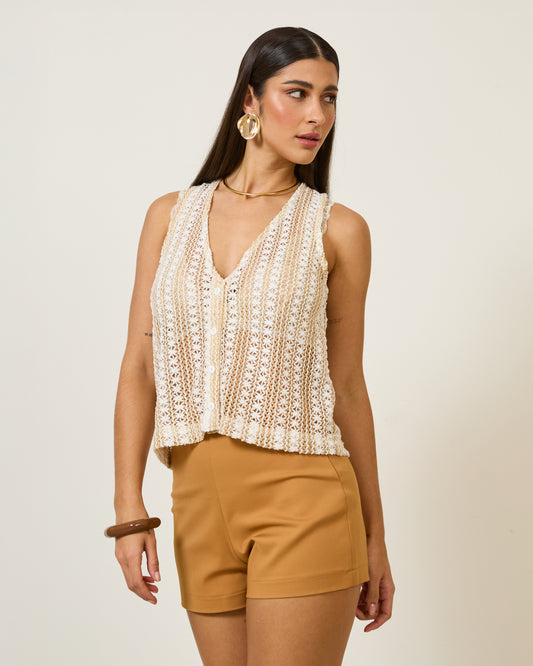Blusa Colete Macramê AREIA