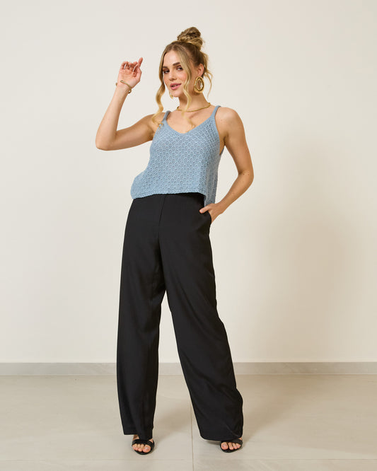 Regata Tricot Decote V AZUL