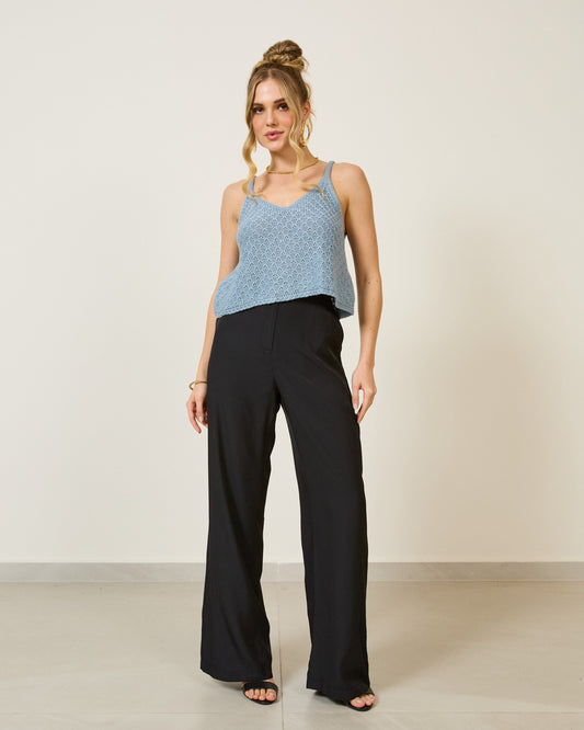 Regata Tricot Decote V AZUL