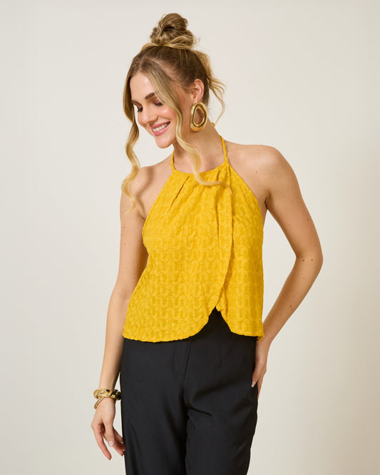 Blusa Frente Única Transpassado Off AMARELO