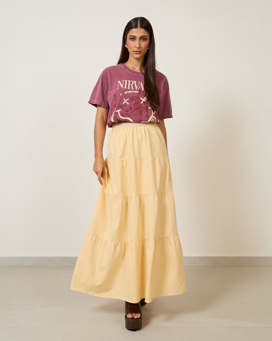 Saia Longa Algodão com Detalhe no Cós AMARELO