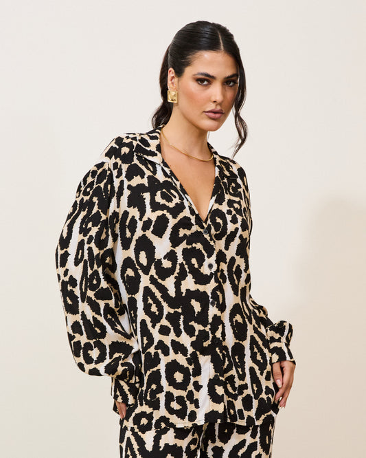 Camisa Fluida Estampada Animal Print ONCA