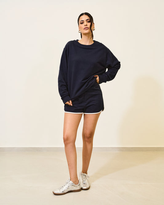 Blusa Moletom Manga Longe Azul MARINHO