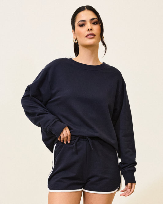 Blusa Moletom Manga Longe Azul MARINHO