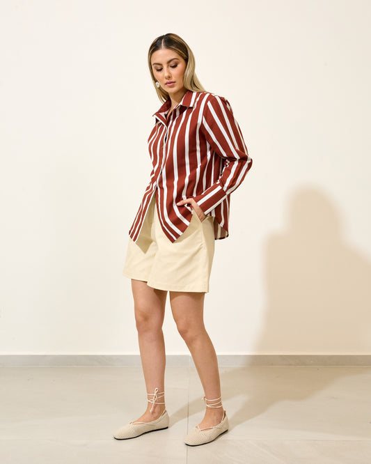 Camisa Listrada Manga Longa TERRACOTA