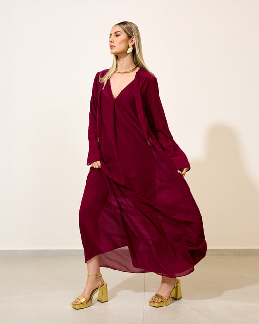 Vestido Crede Túnica Amplo VINHO