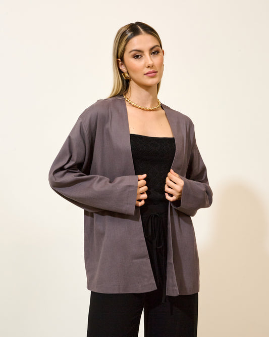 Kimono Amplo Liso CINZA