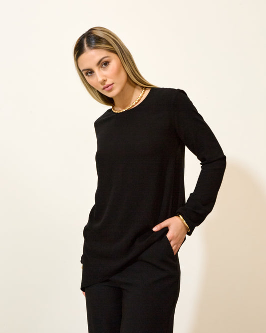 Blusa Assimétrica Crepe PRETO