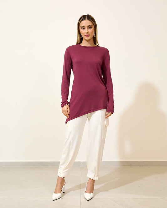 Blusa Malha Leve Assimétrica UVA