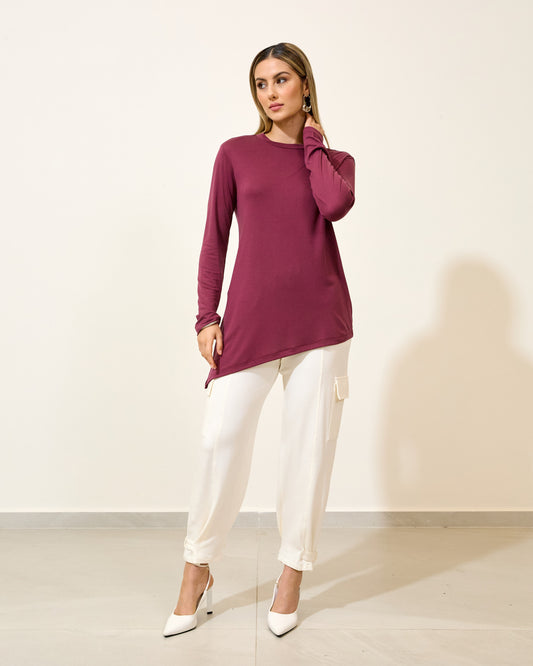 Blusa Malha Leve Assimétrica UVA