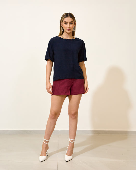 Blusa Viscolinho Ziper MARINHO