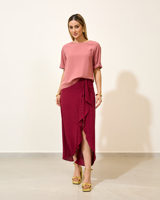 Blusa Viscolinho Ziper GOIABA