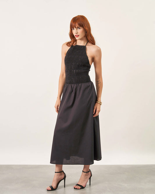 Vestido Frente Única Demi Verde PRETO