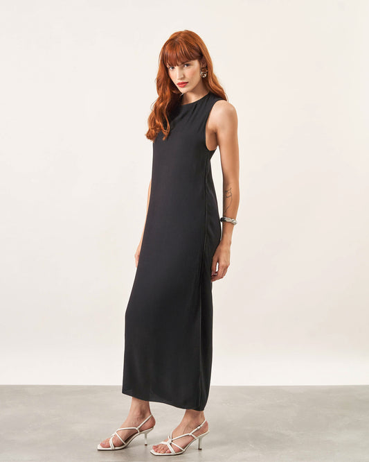 Vestido Longo Costas Torcida PRETO