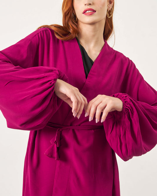 Kimono Manga Longa Amarração BORDO