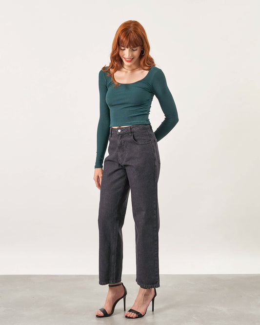 Blusa Manga Longa Canelada VERDE