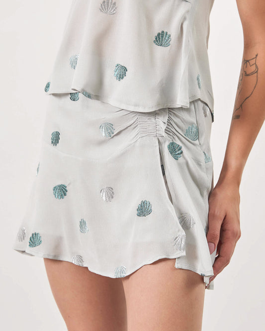 Shorts Saia Franzido Julia Cinza CLARO