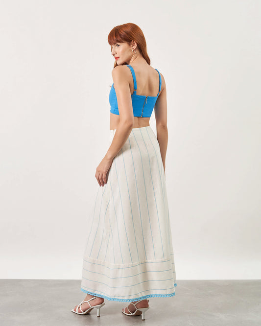 Top Cropped em Linho AZUL