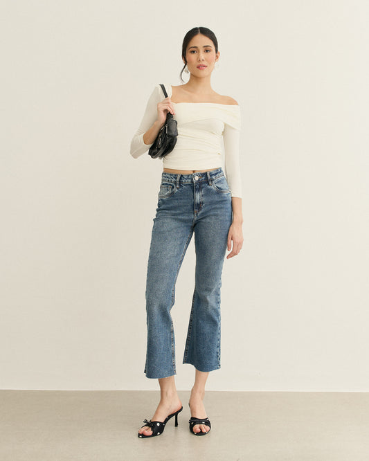 BLUSA MANGA LONGA DECOTE ASSIMÉTRICO PALHA (NATURAL)