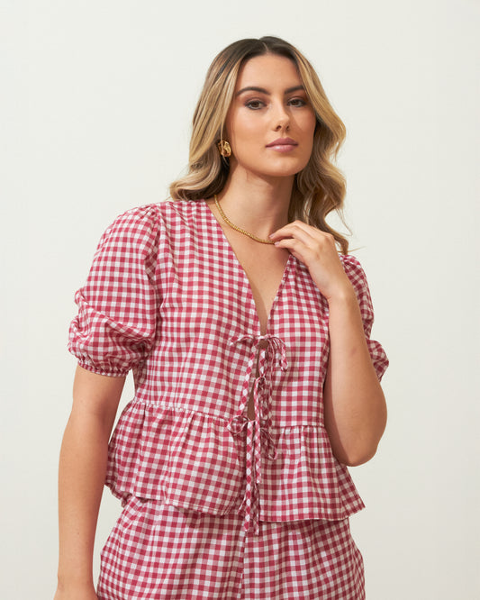 Blusa Vicky Xadrez VERMELHO