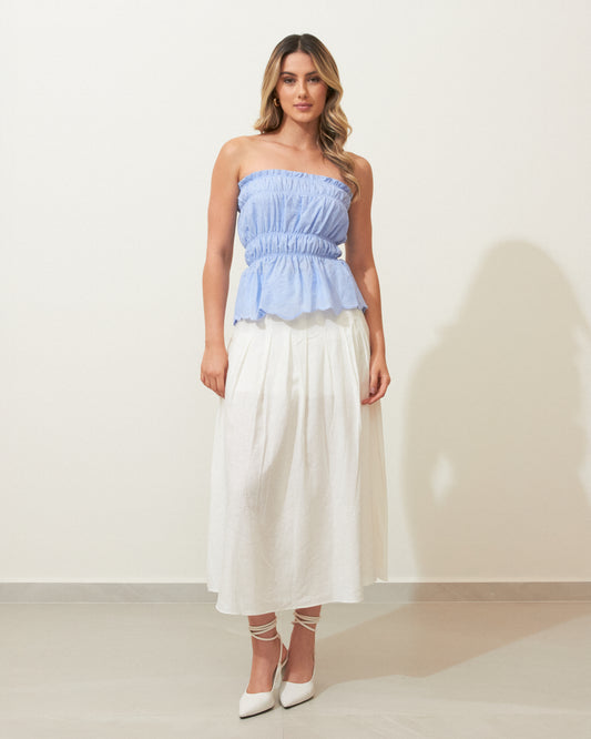 Saia Midi Pregas Off WHITE