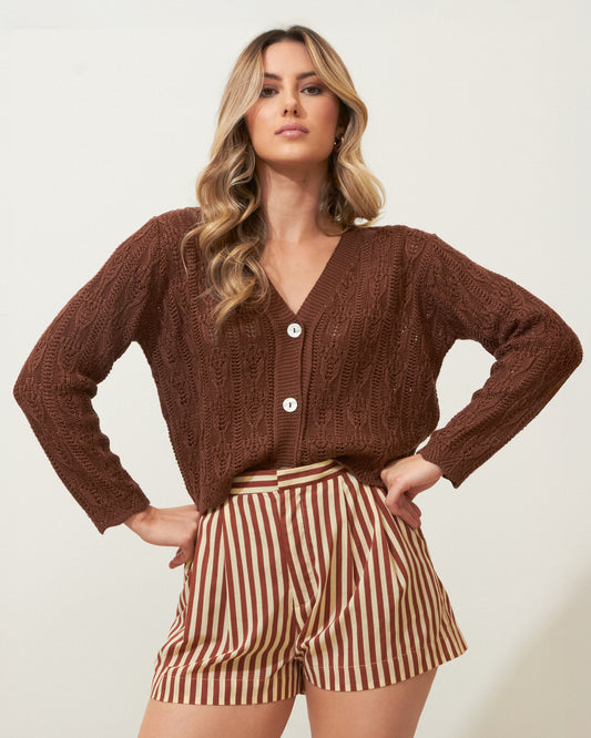 Blusa Tricot Lira Off MARROM