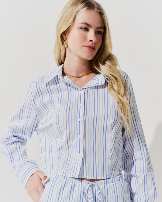 Camisa Listras com Elástico AZUL