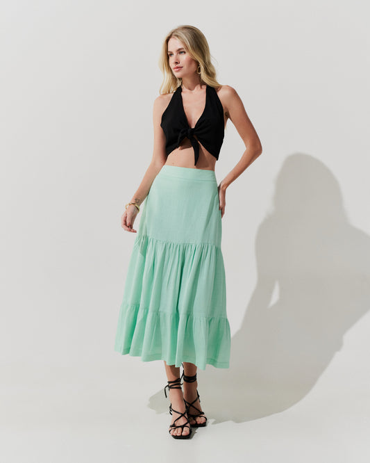 Saia Midi Linho VERDE