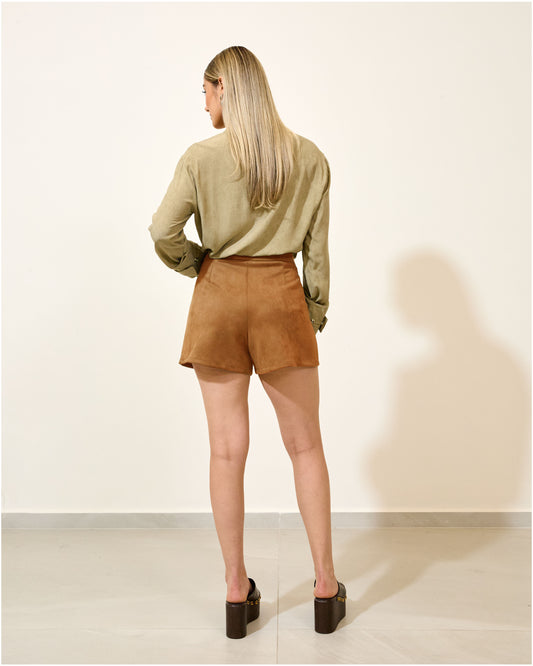 Shorts Suede com Viés CARAMELO