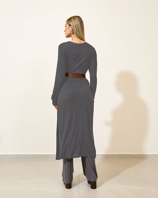 Blusa Longa com Fenda Lateral CINZA